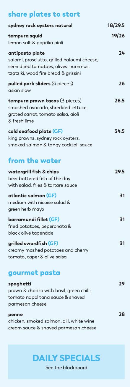 Watergrill menu