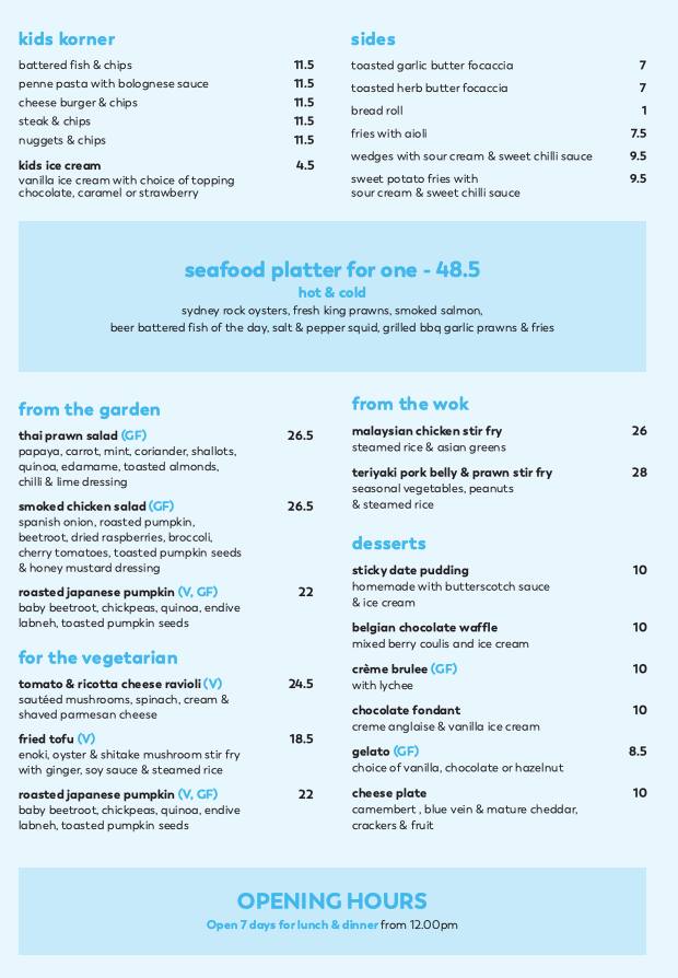 Watergrill menu