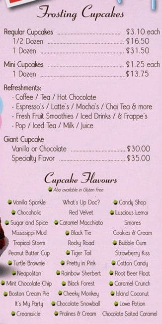 Frosting Cupcakery Menu, Menu for Frosting Cupcakery, City of Langley ...