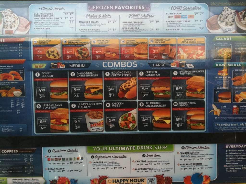 Sonic Drivein Menu, Menu untuk Sonic Drivein, Gilbert, Gilbert