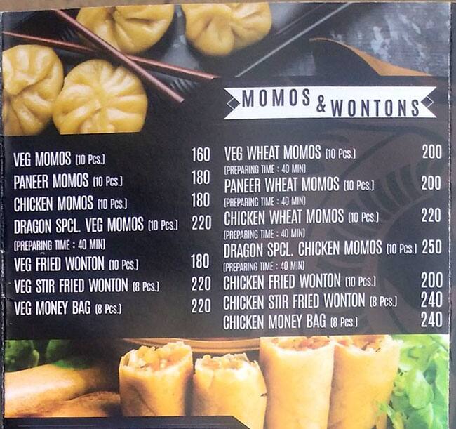 Chilli Dragon The Korean Cafe menu