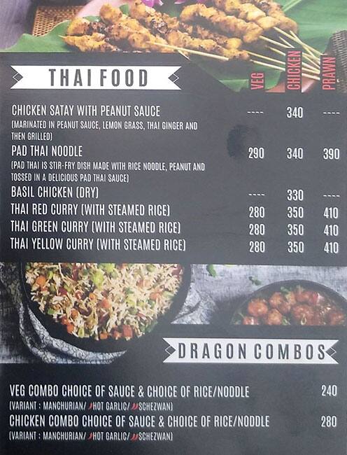 Chilli Dragon The Korean Cafe menu