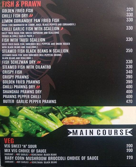 Chilli Dragon The Korean Cafe menu