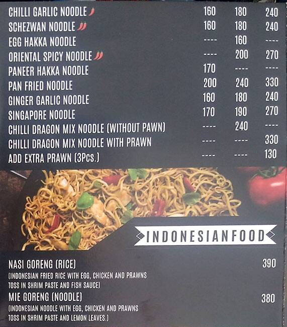 Chilli Dragon The Korean Cafe menu