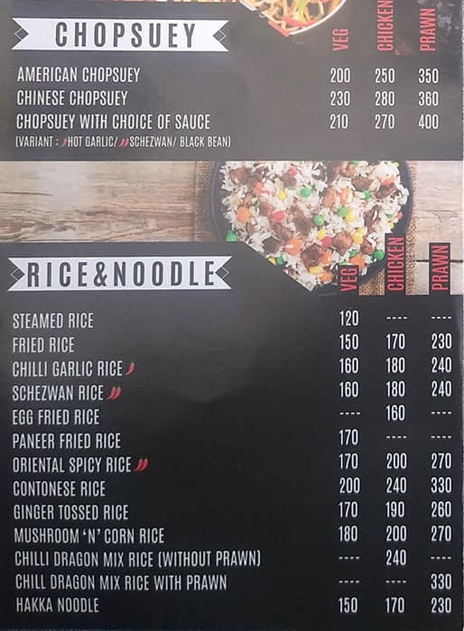 Chilli Dragon The Korean Cafe menu