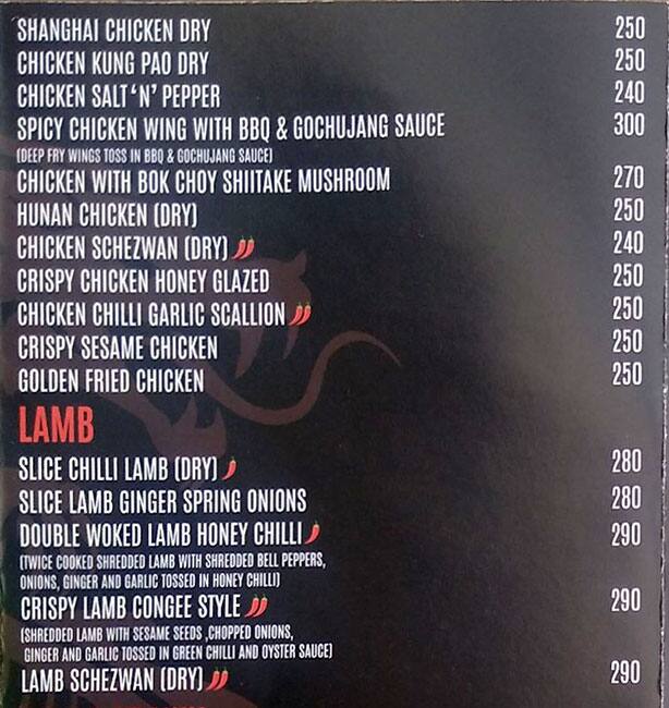 Chilli Dragon The Korean Cafe menu