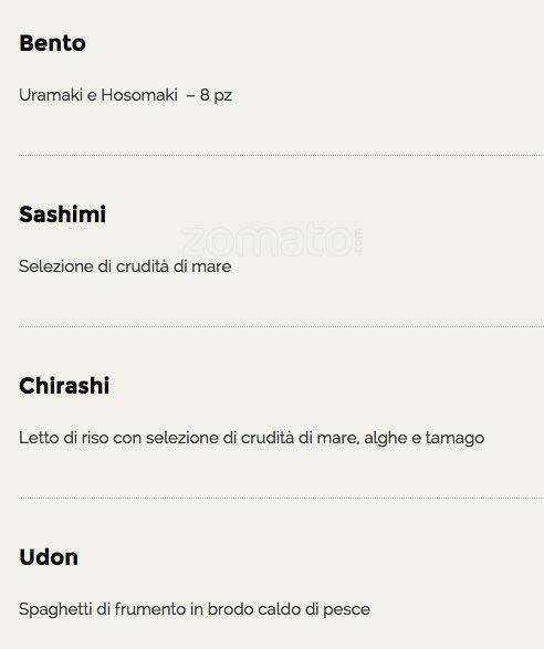 Menu di Sushita 