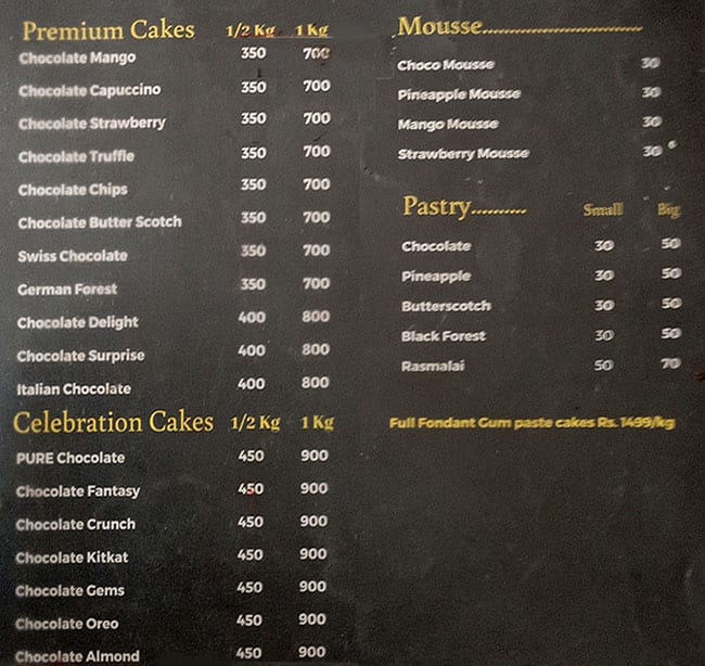 Menu of Dale's Eden Cake Shop, Pali Hill, Mumbai | Dineout discovery