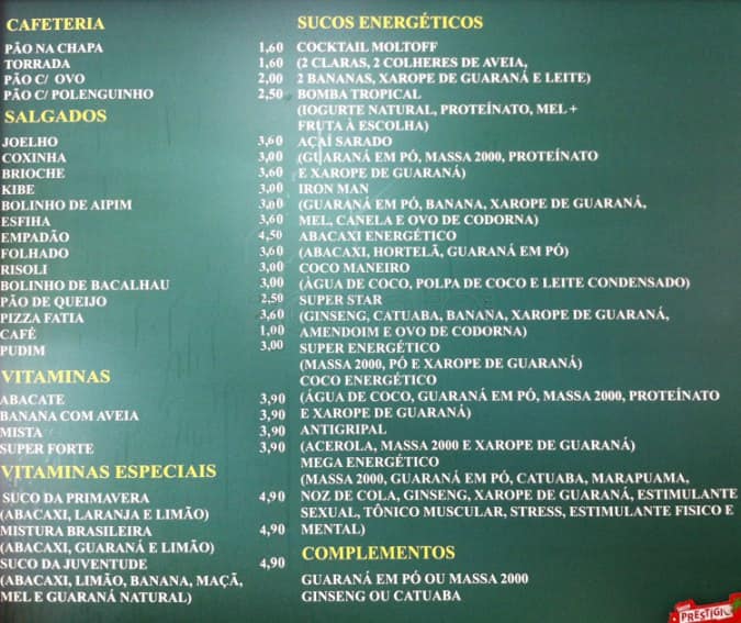 Mar de Botafogo Sucos e Lanches cardápio