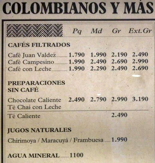 Juan Valdez Café Menu,Menú para Juan Valdez Café, Lo