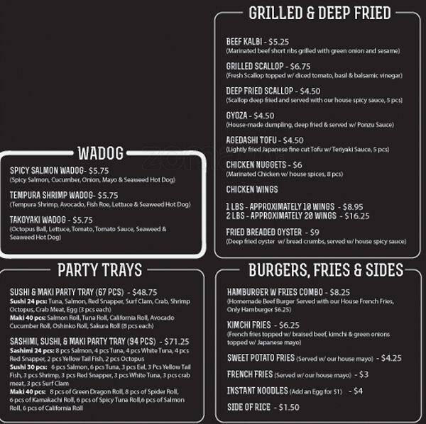 Carta de WA Bar
