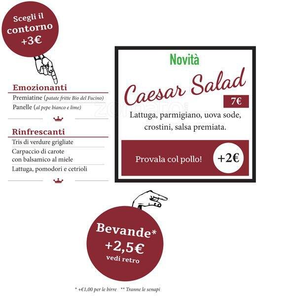 Menu di Premiata Panineria 