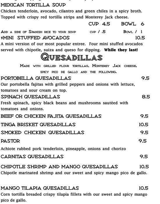 Trudy's menu