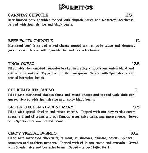 Trudy's menu