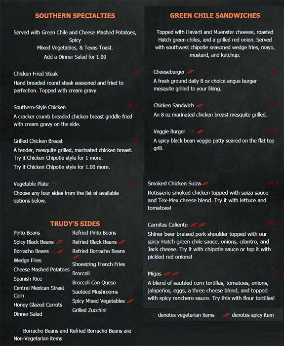 Trudy's menu