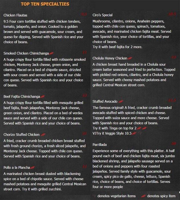 Trudy's menu