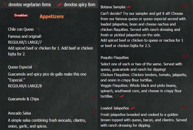 Trudy's menu