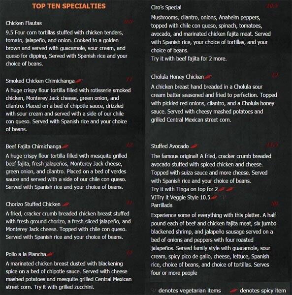 Trudy's menu