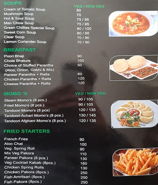 Menu at Green chillies Restaurant and Cafe, Dehradun