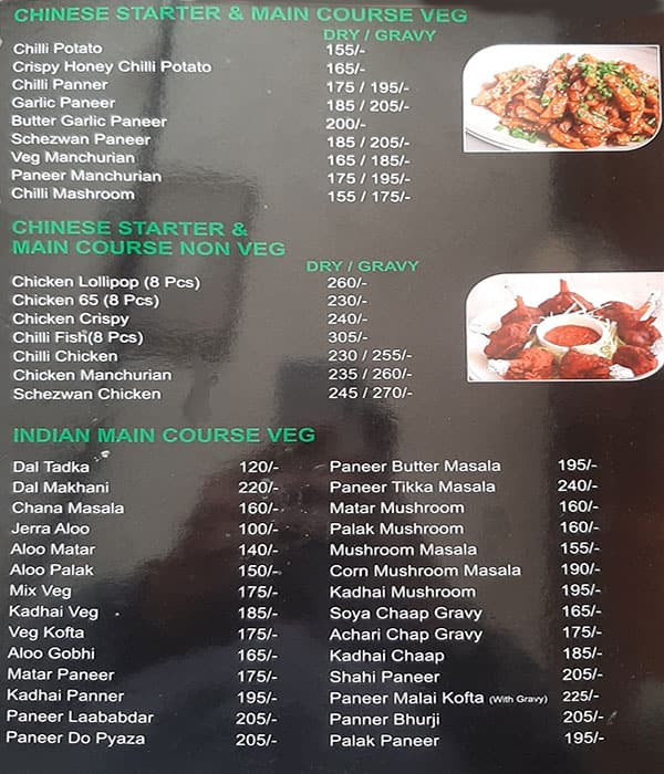 Menu at Green chillies Restaurant and Cafe, Dehradun