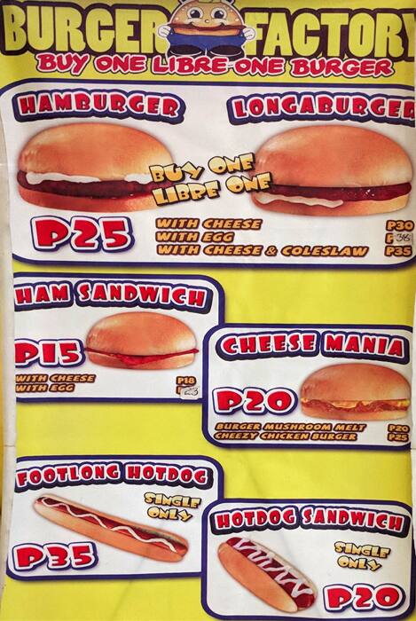 Carta de Burger Factory