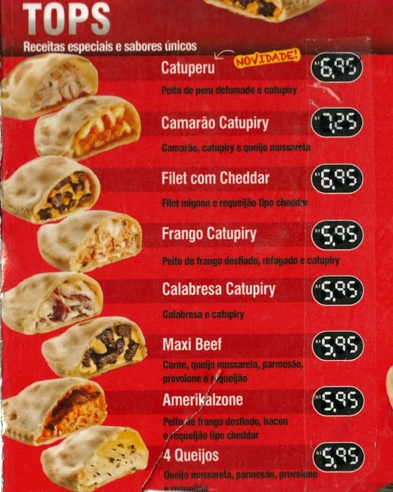 Mini Kalzone cardápio