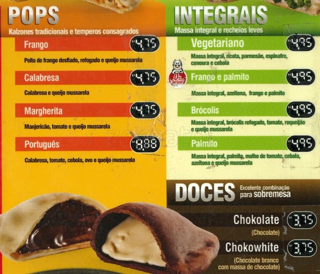 Mini Kalzone cardápio