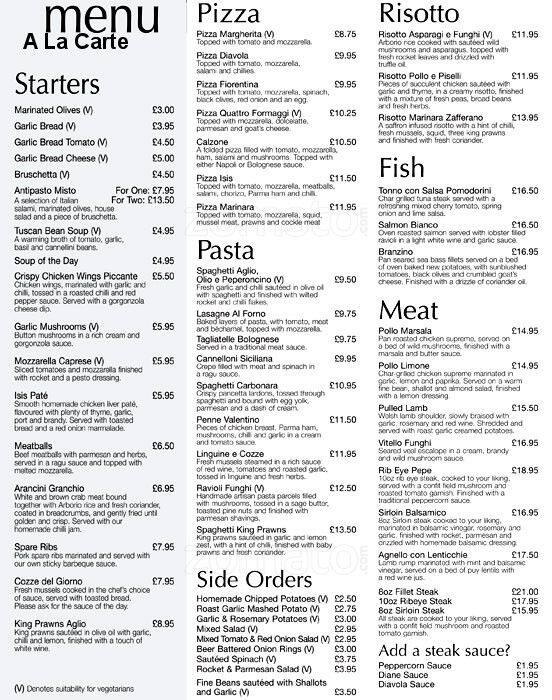 Hotel & Restaurant Isis menu
