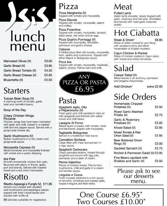 Hotel & Restaurant Isis menu
