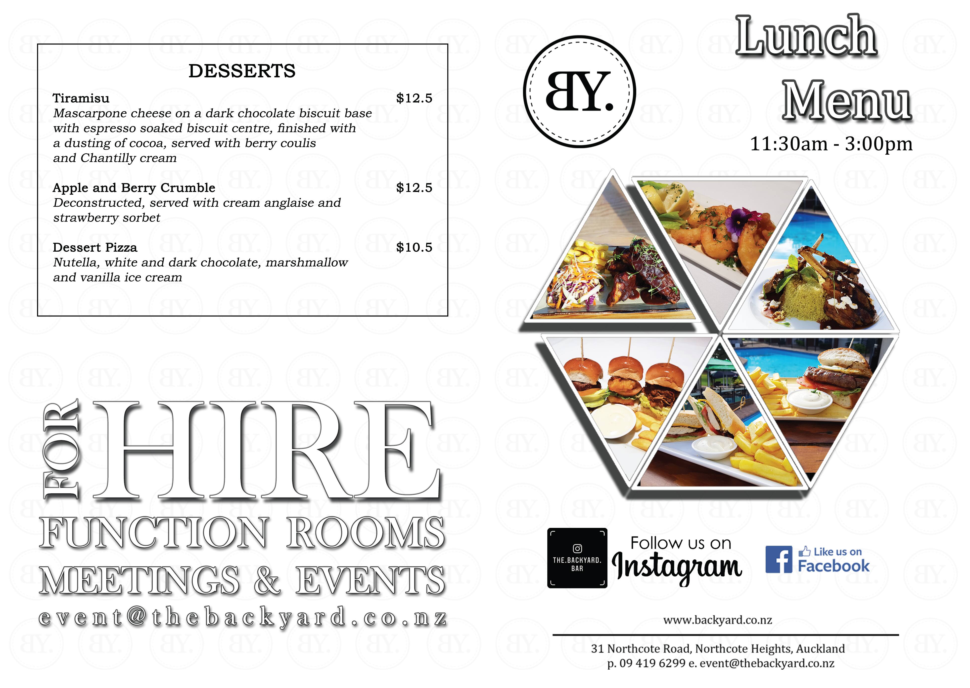 Menu At Backyard Bar Auckland 149 Great South Rd
