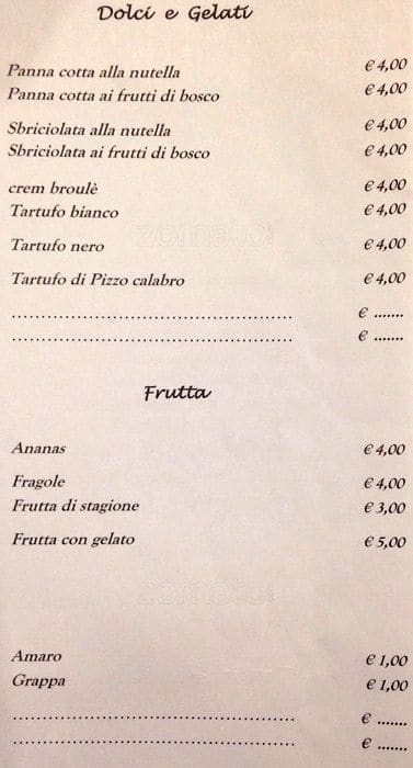 Menu di Il Ragioniere 