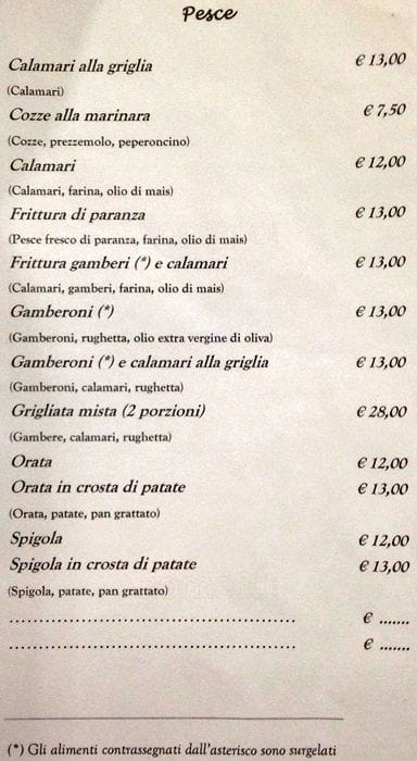 Menu di Il Ragioniere 