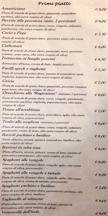 Menu di Il Ragioniere 