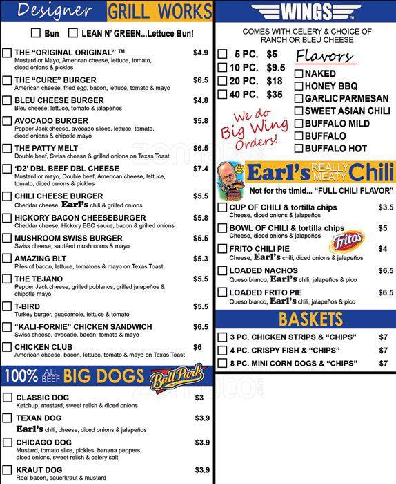Menu at Bottlecap Alley pub & bar, Keller