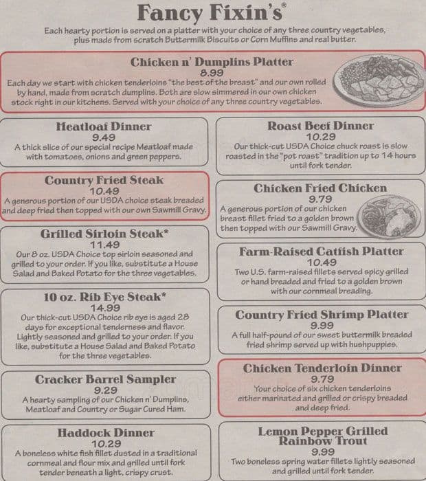 the cracker barrel menu
