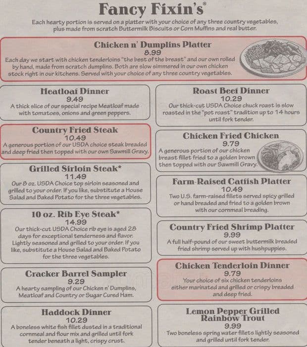 Cracker Barrel Menu Menu For Cracker Barrel Sardis Charlotte My XXX