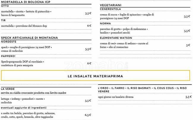 Menu di Materiaprima 