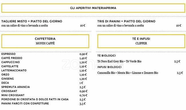 Menu di Materiaprima 