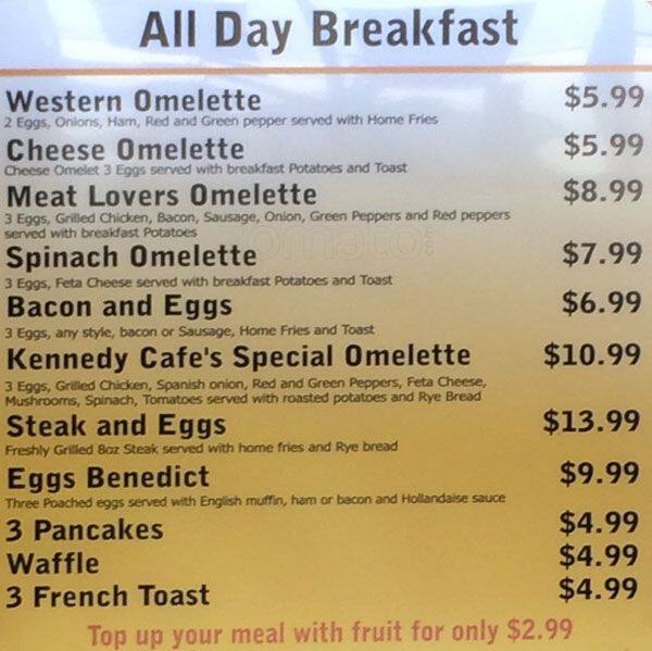 Kennedy Cafe & Grill Menu, Menu for Kennedy Cafe & Grill, Brampton