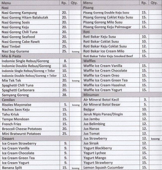 North Wood Cafe Menu Menu For North Wood Cafe Gegerkalong