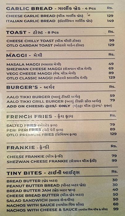 Otlo The Cafe menu