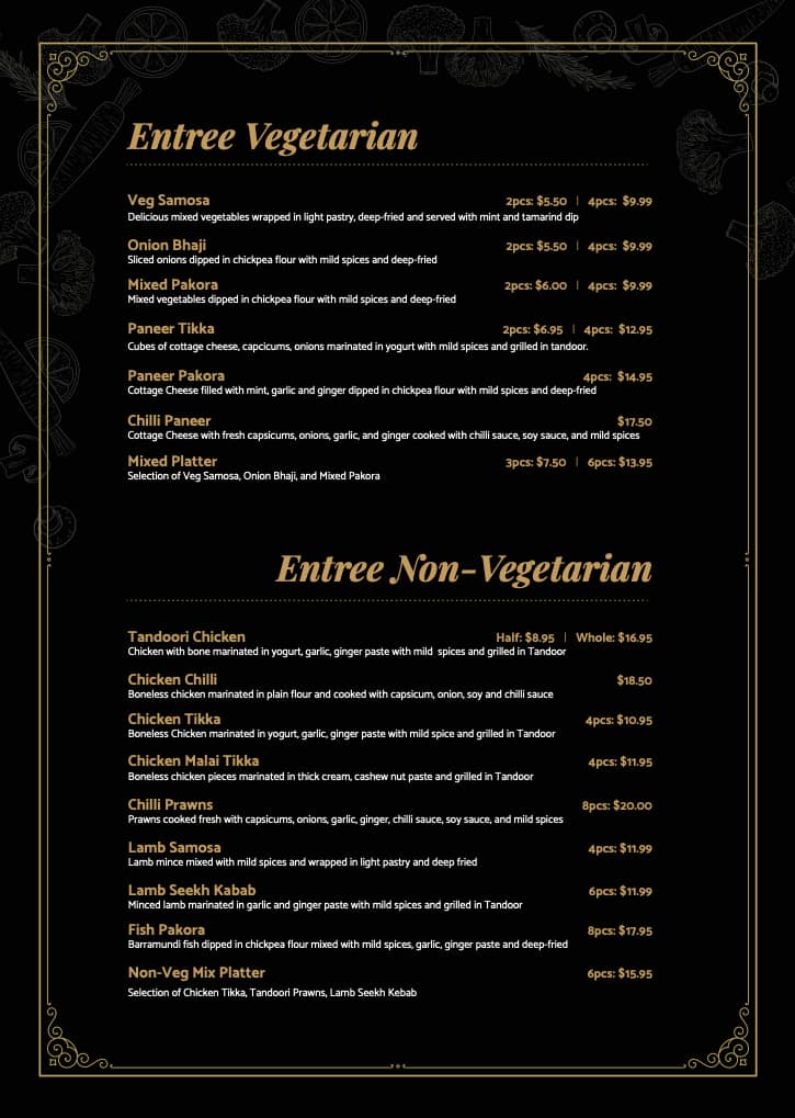 Menu at Gills Indian Cuisine Upper Coomera restaurant, Upper Coomera