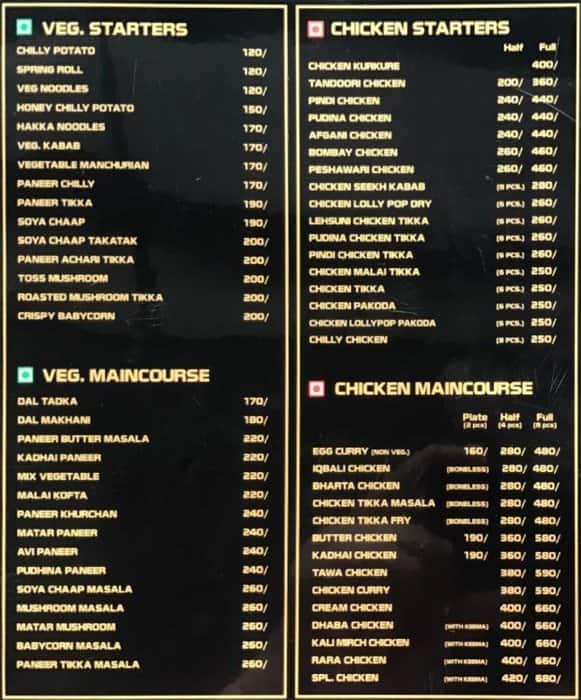 Sethi Tikka Kabab Curry Menu,Menú para Sethi Tikka Kabab Curry, Malviya
