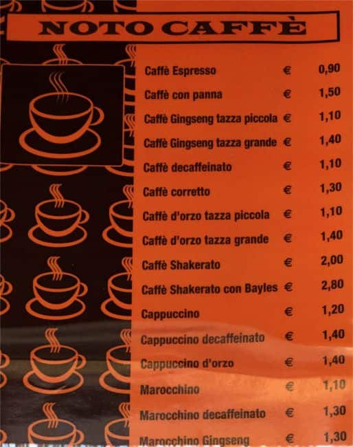 Menu di Bar Noto 