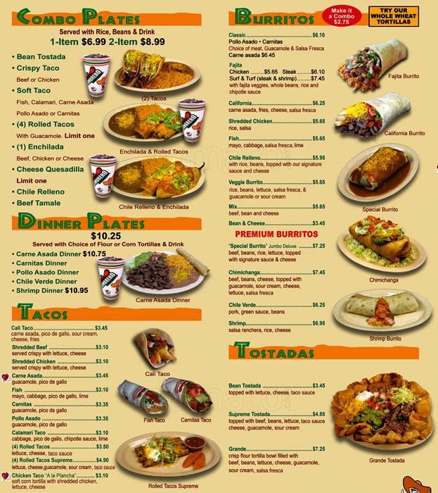 Mexican Food Menu In English