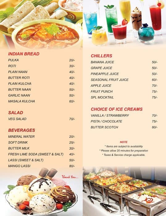 Hotel Crossroads menu