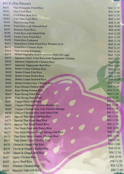 Kafe Strawberry Fields Menu Menu For Kafe Strawberry Fields Pj New Town Selangor