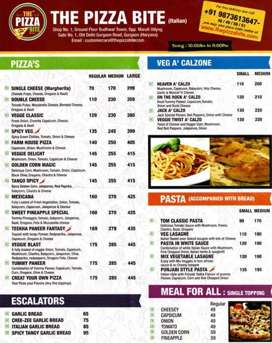 The Pizza Bite menu, Menu restauracji The Pizza Bite, Sector 17, Gurgaon Zomato