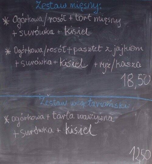 Menu At Bar Mleczny Mokotowska Warsaw 