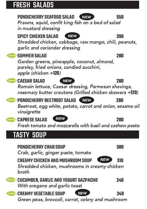 The spot deals menu